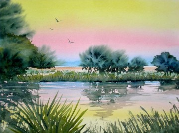 池の水彩画 Oil Paintings